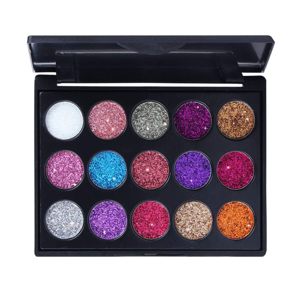 15 Color Eyeshadow Palette with Longlasting Waterproof Glitter Shades for Colorful Eye Makeup