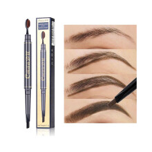 Waterproof Dual Ended Eyebrow Pencil with Brush Long Lasting Natural Brow Makeup Light Brown 02#