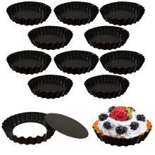 Mini Tart Pans 12 Pcs 3 Inch Nonstick Carbon Steel with Removable Bottom for Baking Egg Tarts