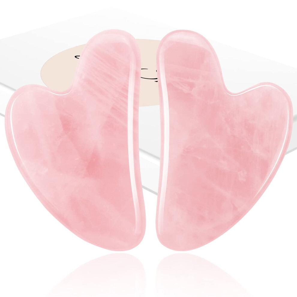 2 Pcs Jade Gua Sha Facial Massage Tool for Face and Body, Reduce Puffiness and Muscle Tension