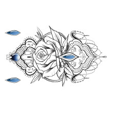 Temporary Tattoo Waterproof Floral Chest Sticker Colorful Flower Body Art Decal for Women 5pcs