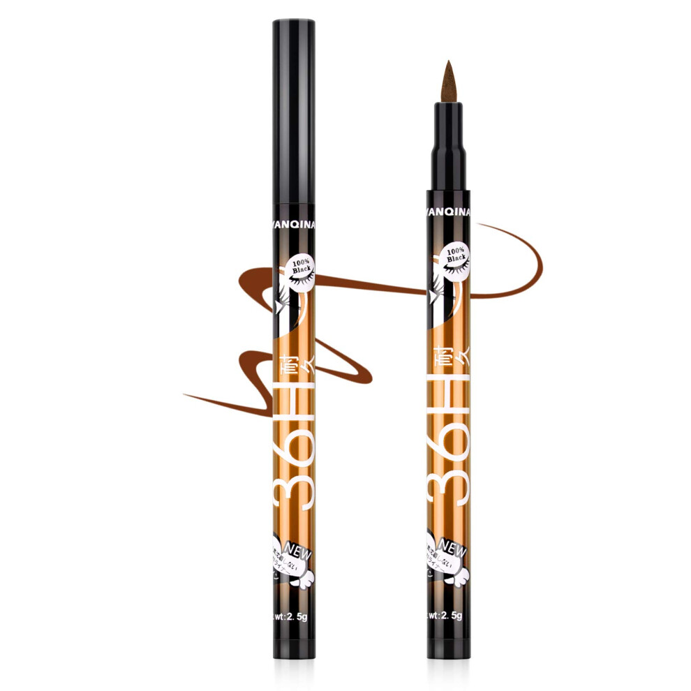 Brown Waterproof Liquid Eyeliner Pen 36H Long Lasting Smudge Proof Precision Applicator