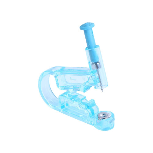 Ear Piercing Kit Transparent Blue Disposable OneTime Use Earring Piercing Tool with Fast OneStep Precise Placement