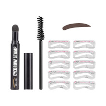 Eyebrow Stamp Kit with Stencils Dark Brown Powder for Fast Shaping Multiple Brow Styles