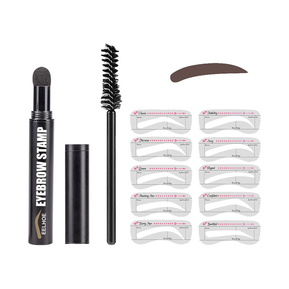 Dark/Brown Eyebrow Stamp Kit With Stencils Powder For Fast Shaping Multiple Brow Styles