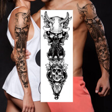 Temporary Tattoos Waterproof Full Arm Sleeve Large Realistic Pirate Skull Long Lasting Body Art