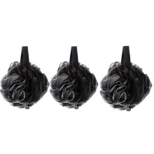 Black Mesh Bath Sponge Set 3 Pack, Soft Exfoliating Loofah Shower Sponge with Rich Foam and Fast Dry Strap