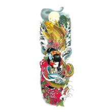 Temporary Sleeve Tattoos Waterproof Full Arm Realistic Japanese Geisha Design for Men and Women
