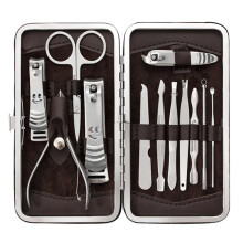 Manicure Set 12pcs Stainless Steel Nail Clippers Kit with PU Leather Case for Travel and Gift