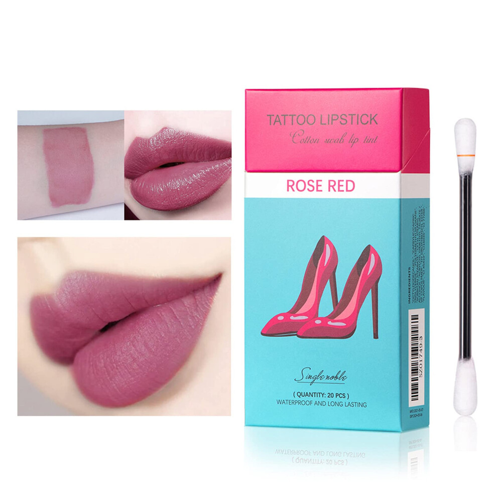 20Pcs Waterproof Long Lasting Cotton Swab Lip Tint for Non Stick Cup Hygienic Lip Makeup