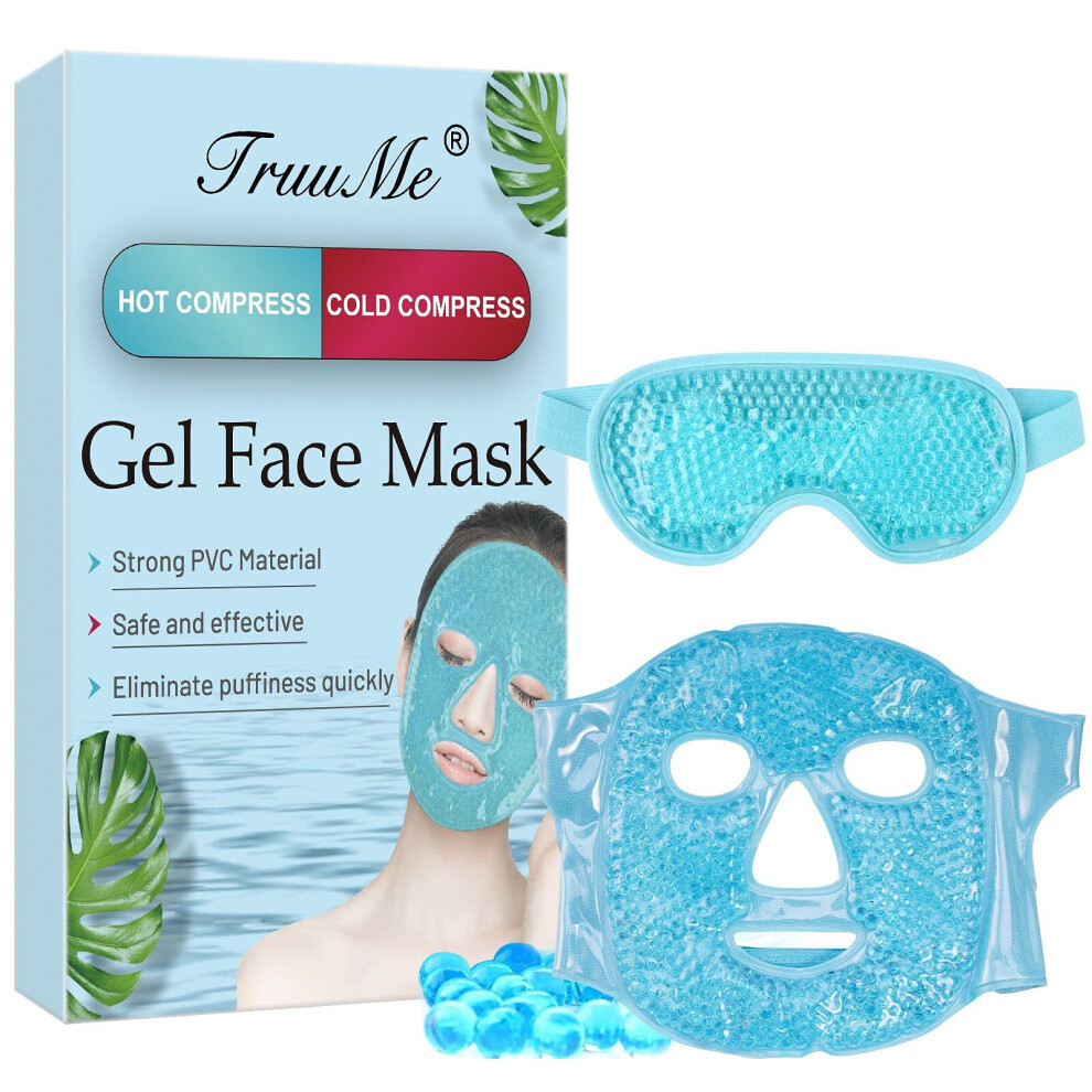 Gel Face Mask and Cooling Eye Mask, Dual Hot Cold Therapy, Reusable 2PCS for Puffy Eyes Migraine Relief