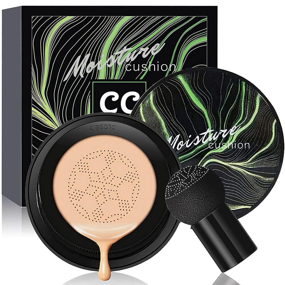 Mushroom Head Air Cushion CC Cream Foundation, Natural Matte Coverage, Long Lasting Oil Control, Moisturizing Concealer Base (Natural)