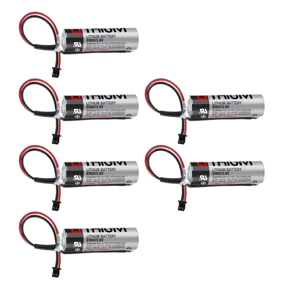 6Pack Er6v 3.6V Plc Lithium Backup Battery 2400Mah Er6vc119a Er6vc119b With Plug Black 9073542592563