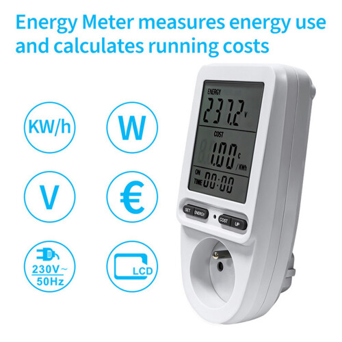 Smart Power Socket Digital Power Meter ABS Rechargeable Battery 40mAh 2