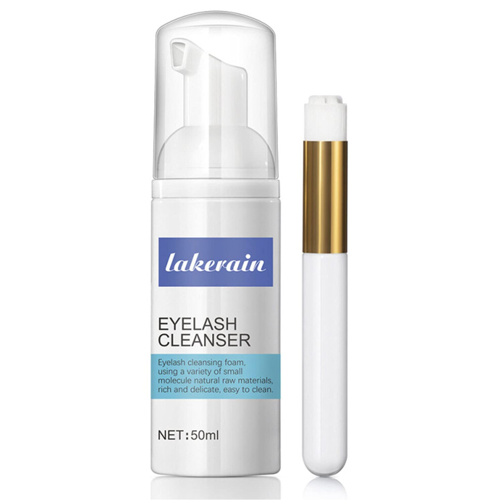 Eyelash Extension Cleanser Lash Shampoo with Brush, Gentle Foaming Lash Bath Removes Makeup and Oil