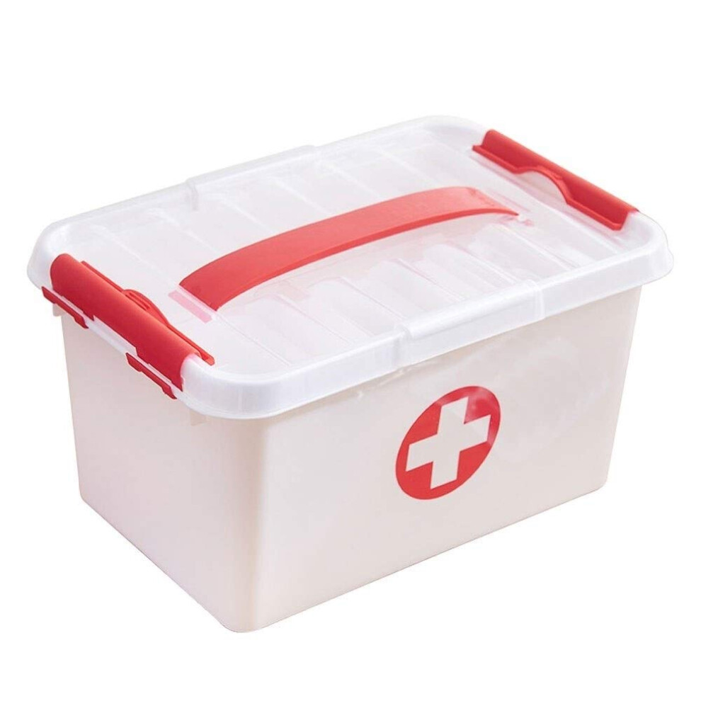 Medical Storage Box Transparent Double Layer with Handle Secure Lid Compact First Aid Organizer