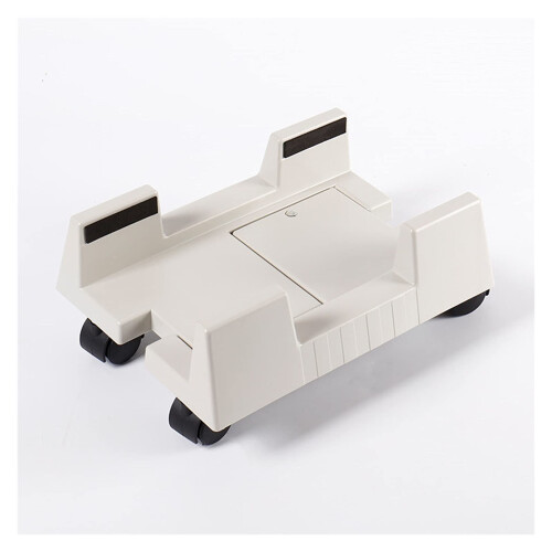 White PC Tower Stand Adjustable Width 59 Inches CPU Holder with Wheels DustReducing Elevated Design