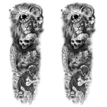 2 Sheets Full Sleeve Temporary Tattoos Waterproof Black Realistic Large Fake Arm Tattoo Stickers for Adults Men Women