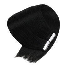 Tape in Human Hair Extensions 22 Inch Jet Black Remy Hair Invisible Tape Reusable Natural Seamless Blend