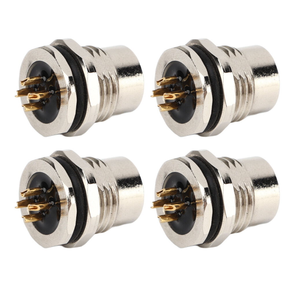 M12 4 Core D Type Female Chassis Connector Aluminum Uv Resistant 6931389840236