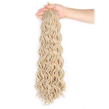 18 Inch Blonde Crochet Faux Locs Hair Extensions, Soft Curly Wavy Dreadlocks, Heat Resistant, 3 Packs