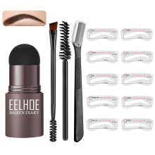 Eyebrow Stamp Kit with 10 Stencil Styles and Brushes for Quick Brow Shaping Dark Gray