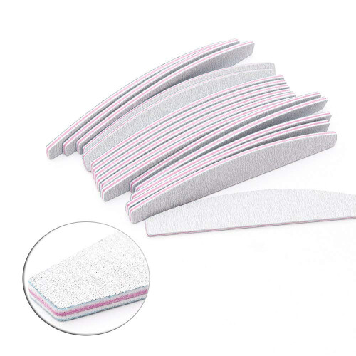 5pcs Grey Double Sided Nail Buffer Set with Foam Core Comfort Grip for Professional Manicure