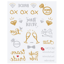 Bachelorette Party Tattoos Gold and Silver Bride Tribe Metallic Temporary Tattoos for Bridal Shower