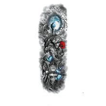 Waterproof Temporary Tattoo Sleeve for Arm with Realistic Lion Wolf Rose Skull Design for Men and Women