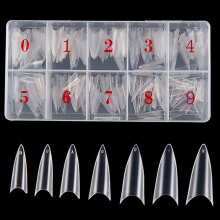 Stiletto Nail Tips 500pcs Short Half Cover Acrylic False Nails with Box for Salon and DIY Use