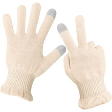 Kids Cotton Gloves Extra Small Touchscreen Moisturizing for Dry Hands and Eczema 2 Pairs Beige