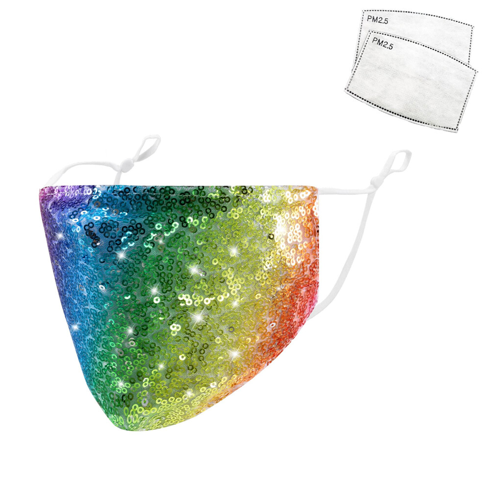 Sparkly Rhinestone Fashion Face Mask with Filters Adjustable Breathable Reusable for Women