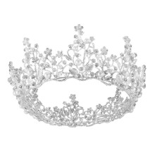 Bridal Tiara with Rhinestone and Pearl, Elegant Crystal Wedding Hair Crown for Bride