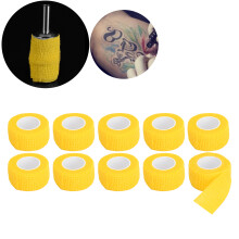 10 uds. de envoltura cohesiva para agarre de tatuaje 2.5cm2m amarillo
