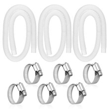 Pool Filter Hose Replacement 1.25x59 in 3 Pack for Intex 607/637 Above Ground Pools With 6 Clamps