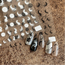Moon Nail Art Stickers Black White Marble Decals SelfAdhesive for Salon and Home Manicures