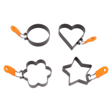 Ensemble de 4 moules à œufs en acier inoxydable – Rond, Cœur,