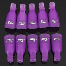 10Pcs Purple Nail Polish Remover Clips for Gel Nails, Reusable Soak Off Caps with Fast Polish Removal