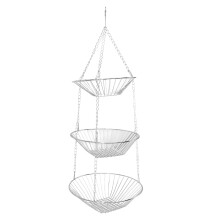 Iron Wire 3 Tier Hanging Fruit Basket for Kitchen Storage Indoor Outdoor Use