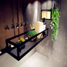 Hanging Kitchen Storage Shelf, Wall Mounted Metal Rack, 80x25x15cm Black Iron Floating Organizer