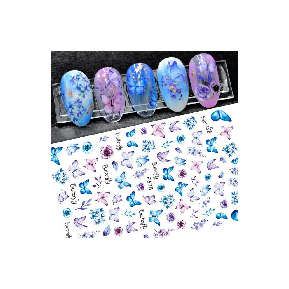 1 Sheet Succulent Flower 3D Nail Art Stickers Self Adhesive Butterfly Floral Decals for DIY Nails NLF678