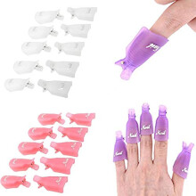 White Gel Nail Polish Remover Clips Set, Reusable NoMess Soak Off Tools for Salon and Home Use