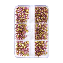 6 Grid Nail Rhinestone Storage Box with Pointed Bottom and Colorful Diamond Nail Art Organizer (F, One Size)