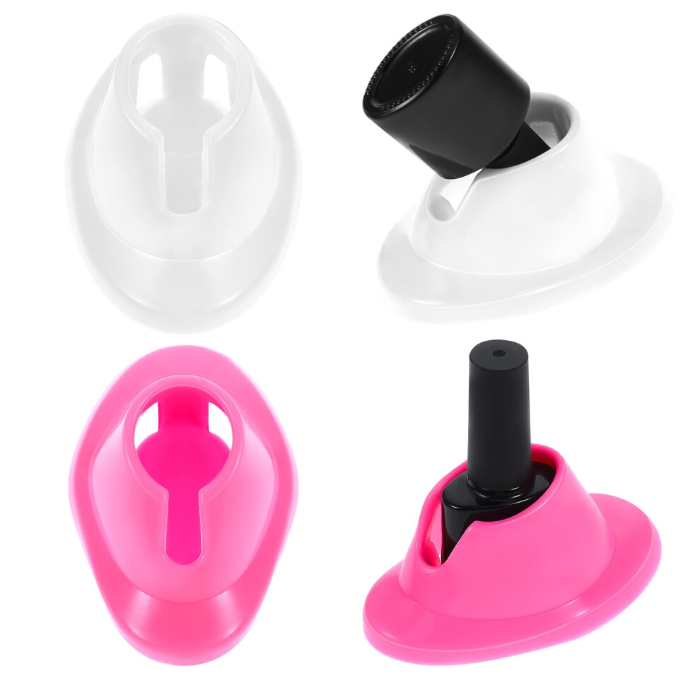 4Pcs Nail Polish Bottle Holder Set, AntiSpill Soft Rubber Stand for Manicure and Organizer