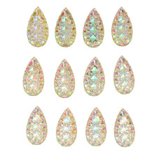 12 Pcs Clear Glass AB Sew On Rhinestones 3x1.5cm for Clothing & Craft