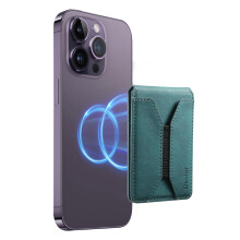 Magnetic Phone Wallet Blue MagSafe Wallet with 4 Card Slots Stand and ID Window for iPhone and Android