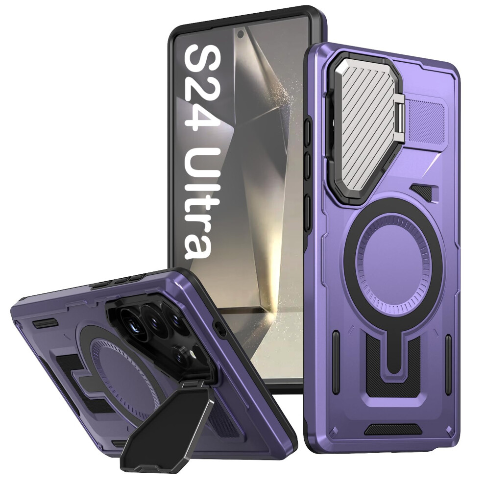 Shockproof Case With Sliding Camera Cover, Military Grade, 6.8' For Samsung Galaxy S24 Ultra Purple 9771547510659