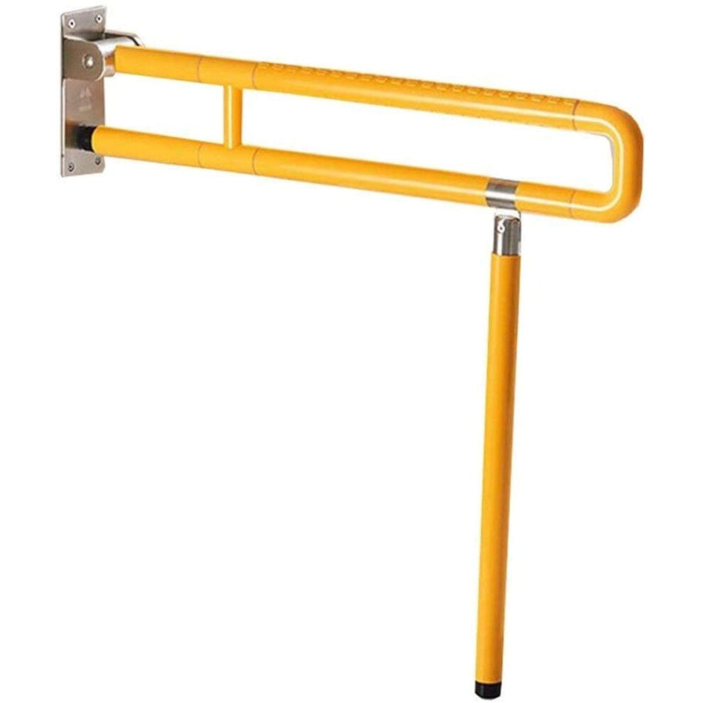 Yellow Foldable Toilet Handrail 60Cm Nonslip Bathroom Grab Bar For Elderly With Luminous Night Grip