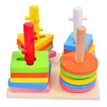Toddler Educational Toys Colorful Wooden Shape Stacking Set