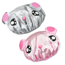 Kids Shower Cap 2PCS Reusable Waterproof Bath Cap with Gentle Elastic Fit and Soft Satin Comfort